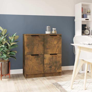 vidaXL Dressoirs 2 st 30x30x70 cm bewerkt hout gerookt, Verzenden, Nieuw