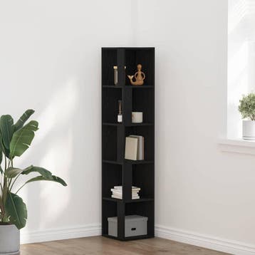 vidaXL Hoekplanken 33 x 33 x 165 cm Bewerkt hout Zwart eiken, Huis en Inrichting, Kasten | Overige, Verzenden, Nieuw