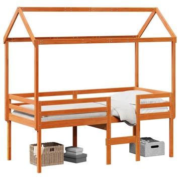 vidaXL Hoogslaper met dak massief grenenhout wasbruin 90x190, Verzenden, Nieuw