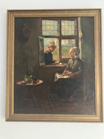 Arend Hijner (1866-1916) - Praatje door het raam