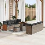 vidaXL Tuinbank Set met kussen 12 pcs Grijs poly rattan, Verzenden, Nieuw