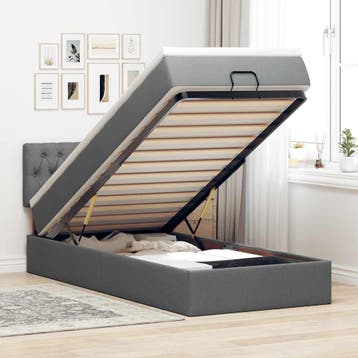 vidaXL Bed poef met matras en LEDs stof 80x200 cm, Verzenden
