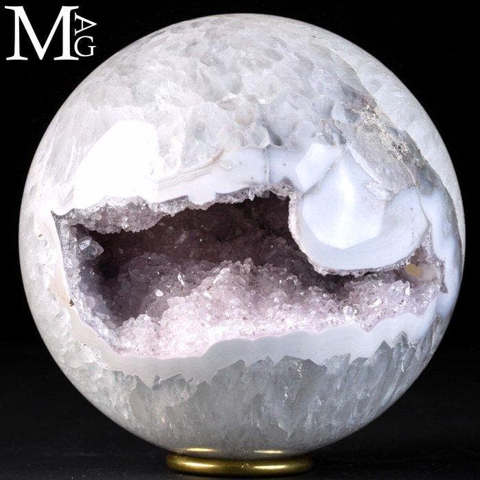 Extreem kostbare amethistbol - kwartsgeode - zeldzaam, Verzamelen, Mineralen en Fossielen