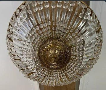 Plafondlamp - Verguld messing, Kristal