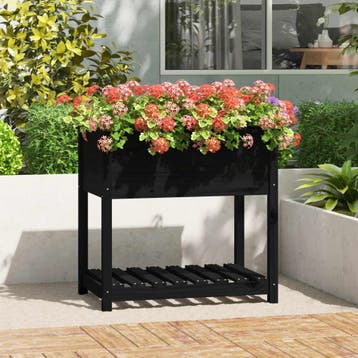 vidaXL Plantenbak met schap 82,5x54x81 cm massief grenenhout, Verzenden
