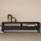 Tv-meubel Mangohout Britt 220 Zwart, Huis en Inrichting, Kasten |Televisiemeubels, Verzenden, Nieuw, Overige houtsoorten, Industriële meubels