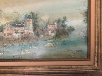 Georges Damin (1942) - L’ile Barbe, Antiek en Kunst, Kunst | Schilderijen | Klassiek