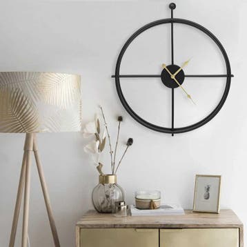 vidaXL Wandklok 52 cm ijzer zwart, Verzenden
