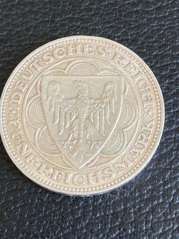 Duitsland, Weimar Republiek 5 Reichsmark 1927 Bremerhaven, Postzegels en Munten