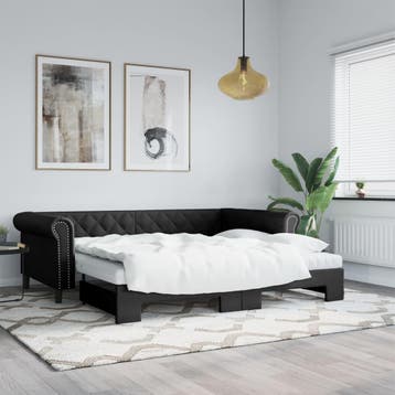 vidaXL Slaapbank met onderschuifbed 90x200 cm kunstleer, Verzenden, Nieuw