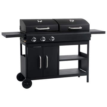 vidaXL Gas-/houtskoolbarbecue met 3 branders, Verzenden, Nieuw
