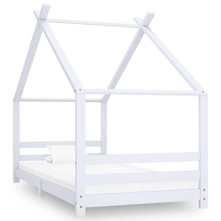 vidaXL Kinderbedframe massief grenenhout wit 90x200 cm, Kinderen en Baby's, Kinderkamer | Bedden, Nieuw, Verzenden