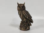 Beeld, Bronze owl sculpture - 15 cm - Legering, Messing