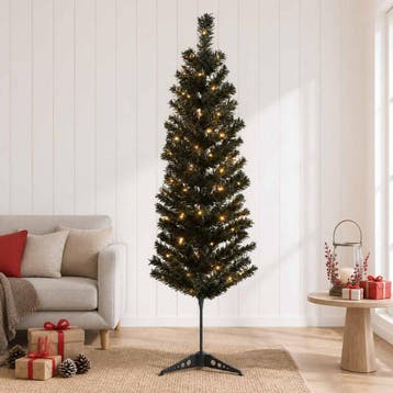 vidaXL Kunstmatige slanke kerstboom 150 cm 150 LEDs Warmwit, Verzenden, Nieuw