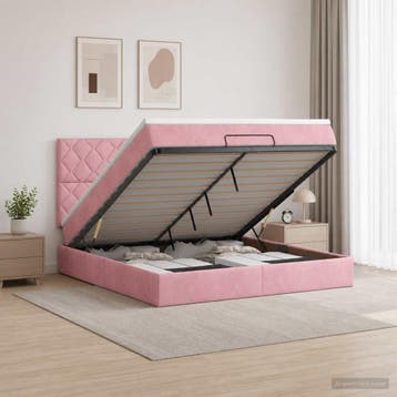 vidaXL Ottoman bed met matras met hoofdeinde Roze 160 x 200, Verzenden