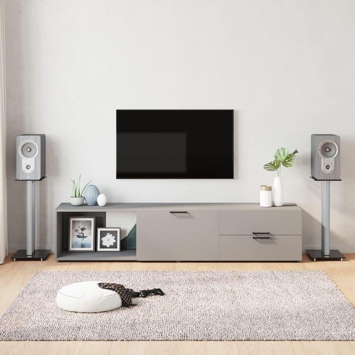 vidaXL Luidsprekerstandaards 2 st 2 pijlers gehard glas, TV, Hi-fi & Vidéo, Enceintes, Envoi