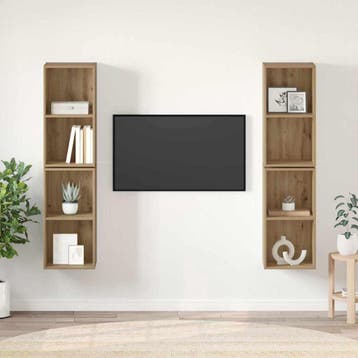 vidaXL Tv-meubelset 4 st Artisan Eiken Bewerkt hout, Verzenden