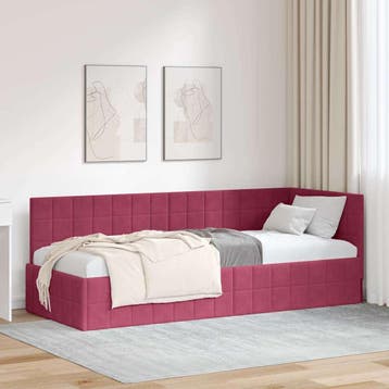 vidaXL Hoek Bed Frame met hoofdeinde Wijnrood 80 cm x 200 cm, Verzenden, Nieuw