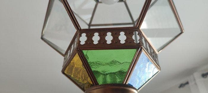 Plafondlamp - Glas, Metaal, Antiek en Kunst, Kunst | Designobjecten