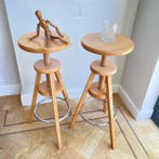 Tabouret - Hêtre - Deux tabourets vintage en bois réglables