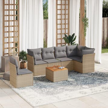 vidaXL Patio Sofa Set 6-zits Beige mix en grijs, Verzenden, Nieuw