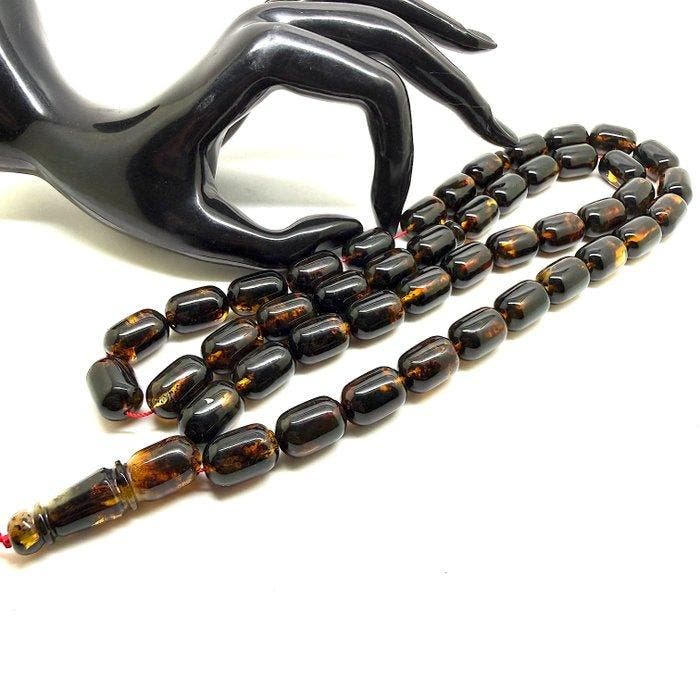 Tesbih en ambre baltique, perles de prière — rosaire, 61,4, Antiquités & Art, Curiosités & Brocante