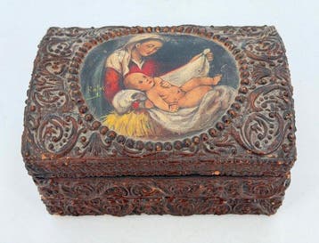 Doos - Olieverfschilderij van Óleoi - Hout - Scene van de