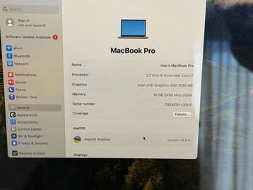 Apple MacBook Pro 15.5, HexaCore i7, 16GB RAM, 512GB NVMe,