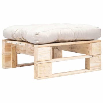 vidaXL Tuinpoef met zandkleurig kussen pallet hout naturel, Verzenden