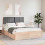 vidaXL Bedframe met Gevoerde Hoofdbord Donkergrijs 135 x 190, Verzenden, Nieuw