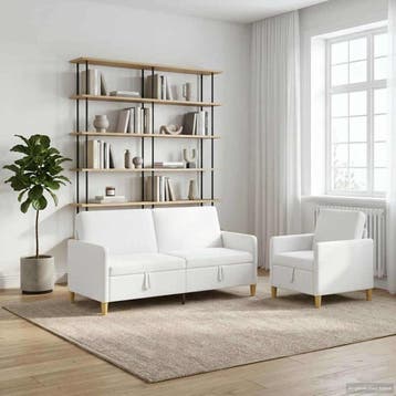 vidaXL Sofa Set Met Opslag 2 st Wit Polyester, Verzenden, Nieuw