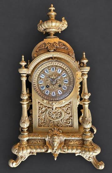 Klok Rococo Brons, Glas - 1850-1900 - S. Marti - med. de