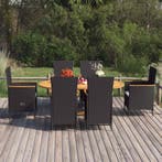 vidaXL 7-delige Tuinset poly rattan zwart, Verzenden, Nieuw, Tuinset
