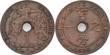1 Cent 1938, Franzoesisch Indochina, Verzenden