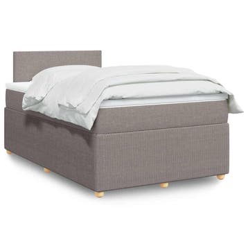 vidaXL Boxspring met matras stof taupe 120x200 cm, Verzenden