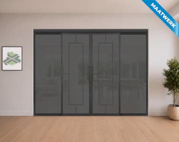 Dubbele stalen Schuifdeuren met koofsysteem en glaspanelen Z, Doe-het-zelf en Bouw, Nieuw, Metaal, Inclusief glas