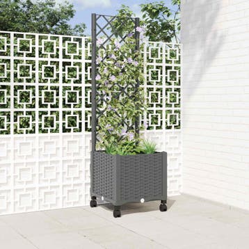 vidaXL Tuinsteker met schutting en wielen Lichtgrijs 40 x 40, Tuin en Terras, Verzenden, Nieuw