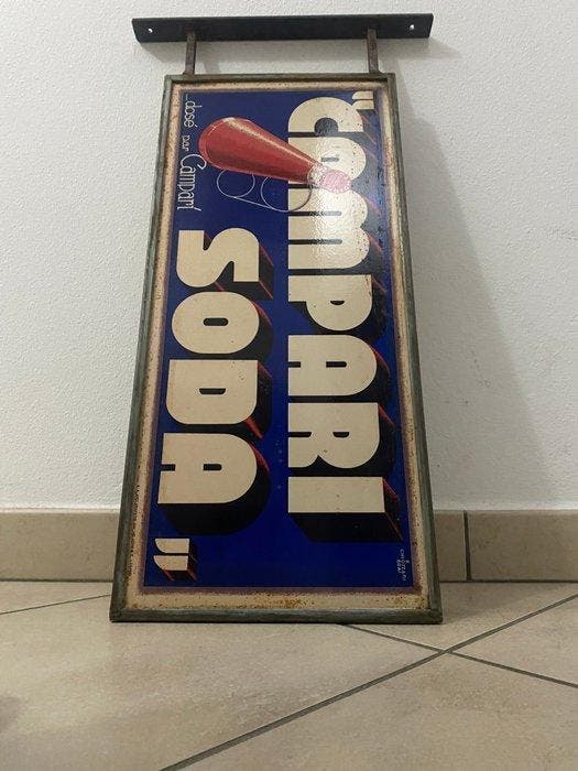 campari - Wandbord - insegna campari bifacciale - IJzer -, Antiquités & Art, Curiosités & Brocante