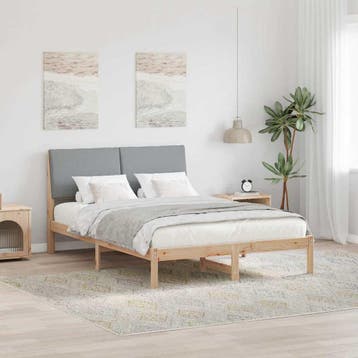 vidaXL Bedframe Bruin en lichtgrijs 160 x 200 cm Massief, Maison & Meubles, Chambre à coucher | Lits, Verzenden