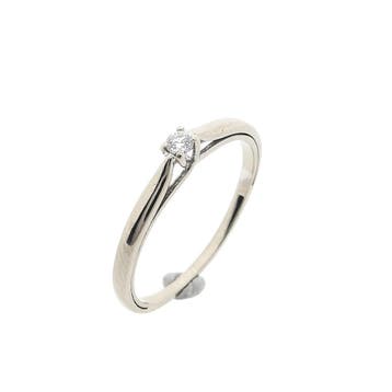 Witgouden verlovingsring met diamant 0,07 ct; 14 karaat;..., Handtassen en Accessoires, 18 tot 19, Gebruikt, Ophalen of Verzenden