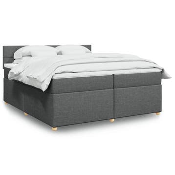 vidaXL Boxspring met matras stof donkergrijs 200x200 cm, Verzenden, Nieuw