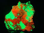 Zeer heldere troostiet, willemiet en calciet. Fluorescerende