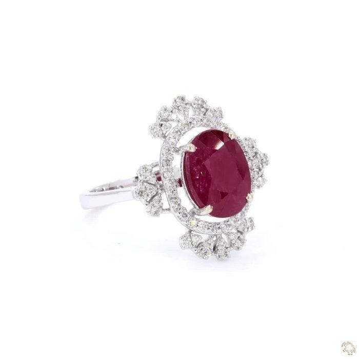 Bague - 14 carats Or blanc - 2.83ct. tw. Rubis - Diamant, Bijoux, Sacs & Beauté, Bagues