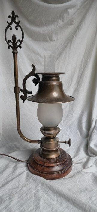 Lampe de table - Laiton, Verre - style de lampe à huile