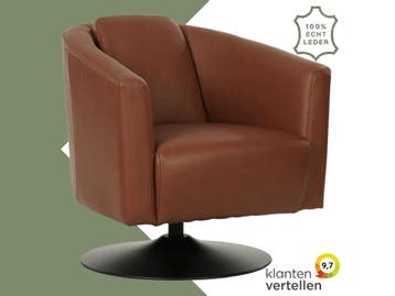 Leren draaifauteuil Press, Bohemian, Klassiek, Retro, Romantisch, Vintage, Nieuw, Ophalen of Verzenden, 50 tot 75 cm