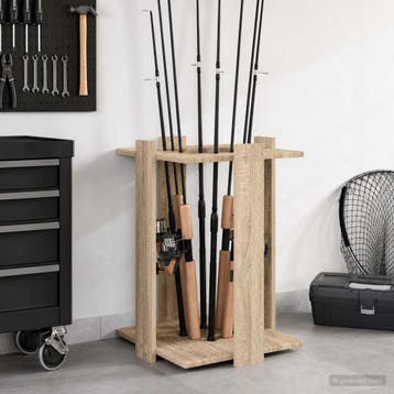 vidaXL Hengelhouder Bewerkt hout 42 x 43 x 60 cm Sonoma, Sport en Fitness, Biljarten en Poolen, Verzenden, Nieuw