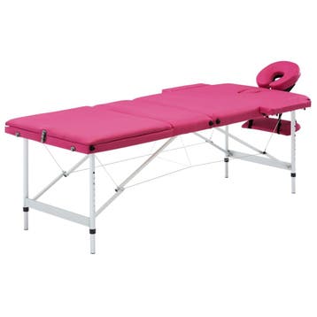 vidaXL Massagetafel inklapbaar 3 zones aluminum roze, Verzenden