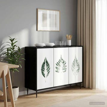 vidaXL Dressoir HANAU Zwart eiken 102 x 33 x 76 cm Bewerkt, Verzenden, Nieuw