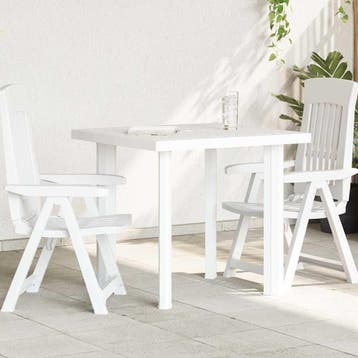 vidaXL Tuintafel 80x75x72 cm kunststof wit, Jardin & Terrasse, Verzenden