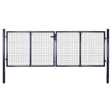 vidaXL Tuinhek van gaas gegalvaniseerd staal 300x75 cm grijs, Verzenden